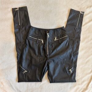 Tiger Mist Black Faux Leather Zipper Pants